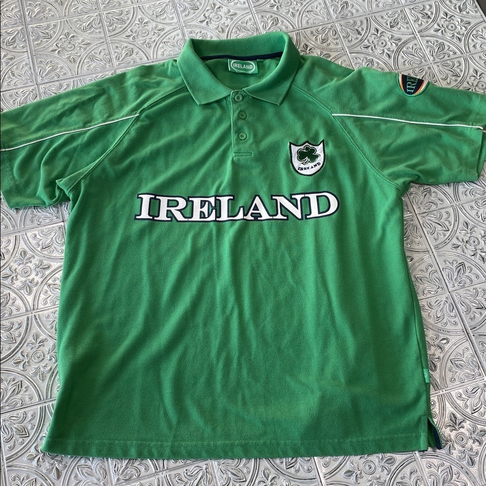 Ireland Apparel Men's Green Irish Polo Shirt Shamrock Embroidered M